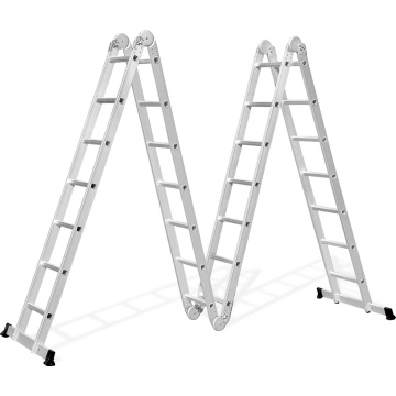 Escalera de aluminio plegable multiusos de 690 cm 4x6 pasos con bisagras grandes / EN131 por SGS y CE